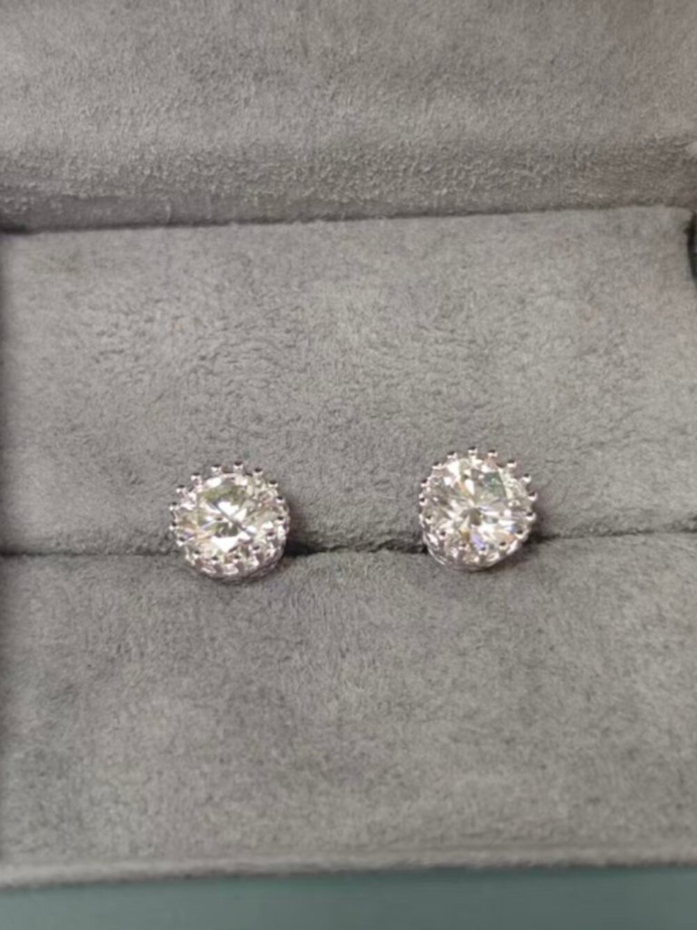 4 CTW Moissanite Stud Earrings – 2 Carat Each – Round Cut Sparkling Studs